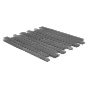 Opulence Smoke grey Frosted Matt Linear Glass Mosaic tile, (L)294mm (W)323mm