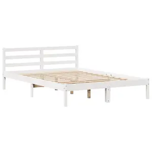 Berkfield Bed Frame without Mattress White 150x200 cm King Size Solid Wood Pine