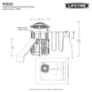 Lifetime 18 Ft. x 16 Ft. Adventure Tower Playset (Earthtone) Assembly Included