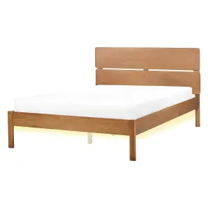 EU Double Size Bed with LED Light Wood BOISSET