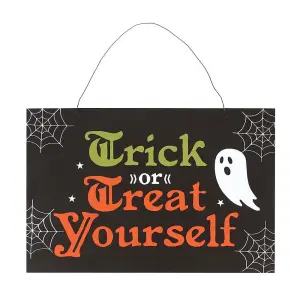 Something Different Trick or Treat Yourself Halloween Plaque Black/White/Orange (One Size)