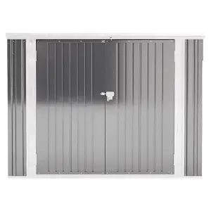 5.7 X 3.5 Grey Metal Shed Garden Storage Shed Pent Roof for Tool Trash Can Recycle Bin Debris