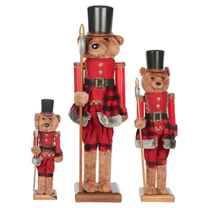 URBNLIVING 60cm Height Christmas Bear Nutcracker Soldier Keepsake Classic Xmas Ornament Luxury Figurine