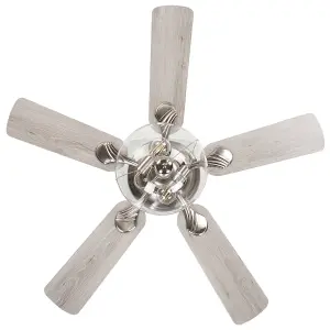 Ceiling Fan with Light Silver with Light Wood SIRAMA