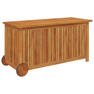 Berkfield Garden Storage Box with Wheels 113x50x58 cm Solid Wood Acacia