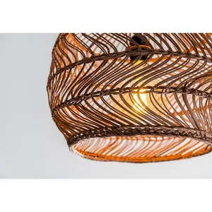 Lucide Moloko Scandinavian Rattan Pendant Light 40cm - 1xE27 - Ocher Yellow