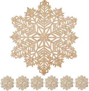 6pc Snowflake Placemats & Coaster Set - Gold