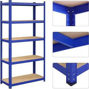 Garage Shelving, 5-Tier Storage Racks, Set of 2, 180 x 90 x 40 cm, Max. Load 875 kg (175 kg per Tier), Shelving Units, Blue