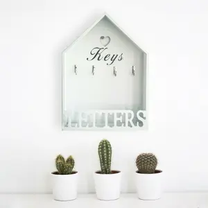 White Wooden Letter Rack & Key Holder