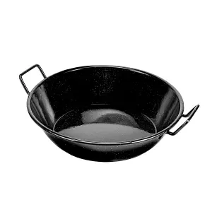 Royalford 30cm Enamel Wok Pan Induction Safe Paella Pan Kadhai with Raised Handles