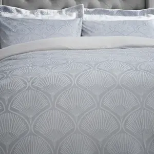 Art Deco Pearl Duvet Cover Set with Pillowcases with Pillowcases Navy Blue / Super King - 2 Standard Pillowcases