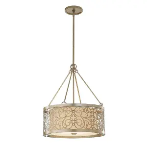 Luminosa Arabesque 4 Light Cylindrical Ceiling Pendant Light Silver Leaf, E27