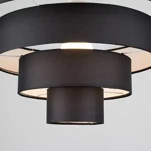 ValueLights Nevada Modern 4 Tier Black Fabric Ceiling Pendant Light Shade