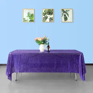 Neel Blue 70x108 Inch Rectangle Sequin Tablecloth, Purple