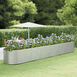 Berkfield Garden Planter Silver 554x100x68 cm Powder-coated Steel