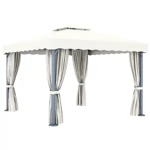 Berkfield Gazebo with Curtain 3x3 m Cream White Aluminium