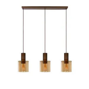 Lucide Toledo Vintage Bar Pendant Light 20cm - 3xE27 - Amber