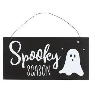 Something Different Spooky Season Halloween Hanging Sign Black/White (One Size)