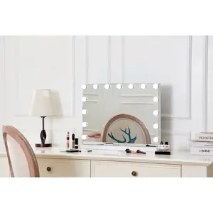 Metal Flat LED Floor Mirror White