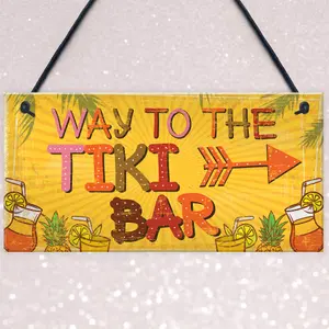 Red Ocean Welcome Tiki Bar Party Hanging Bar Pub Plaque Cocktails Beach Decoration Sign Friendship Gift