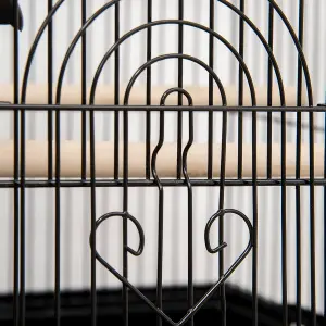 Bird Cage Budgie Cage with Stand Slide Tray Handle for Finch Canary 50.5 x 41 x 121cm Black