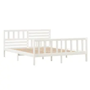 Berkfield Bed Frame White Solid Wood 120x200 cm