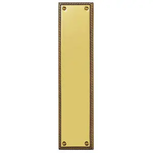 Georgian Door Finger Plate 302 x 74mm Rope Design Border Polished Brass