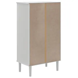 Shoe Cabinet SENJA Rattan Look White 59.5x35x107 cm Solid Wood