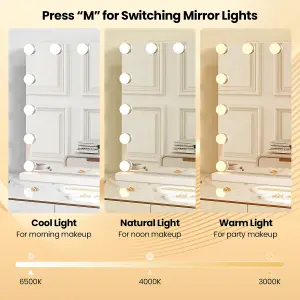 Costway Tabletop Vanity Mirror with Lights Hollywood Makeup Mirror w/ 3 Color Lighting Modes