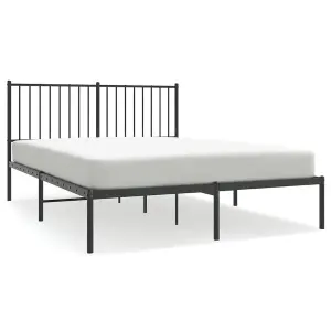 Berkfield Metal Bed Frame with Headboard Black 140x190 cm