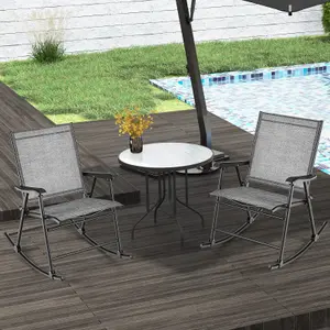 Costway Set of 2 Folding Rocking Chair Outdoor Patio Rocker Relaxing Armchair Lounger