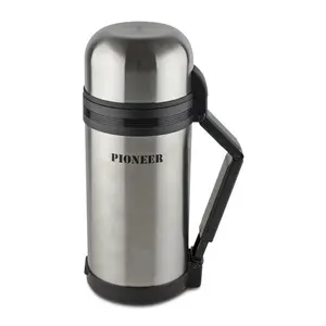 Pioneer Flasks Vacuum Insulated Leakproof Flask with 2 Cups and Retractable Handle, Stainless Steel, 1500ml / 1.5L