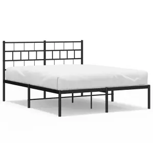 Berkfield Metal Bed Frame with Headboard Black 140x190 cm