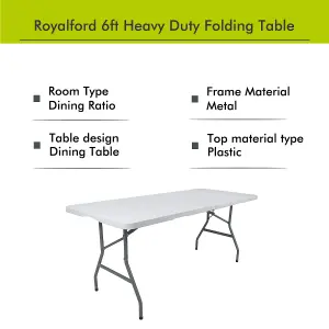 Royalford 6ft Heavy Duty Folding Trestle Table for Camping Catering Garden Party Picnic Indoor Outdoor Use