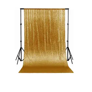 4ft x 7ft Sequin Backdrop Photography Background Shiny Fabric Glitter Curtain Backdrop, Gold