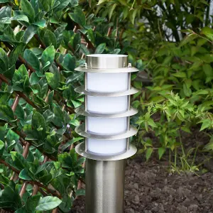 ValueLights Wharf Modern Outdoor Stainless Steel 450mm Bollard Lantern Light Post - Includes 4w LED Candle Bulb 3000K Warm White