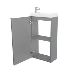 GoodHome Imandra Gloss Grey Single Freestanding Bathroom Cloakroom unit (H) 790mm (W) 440mm