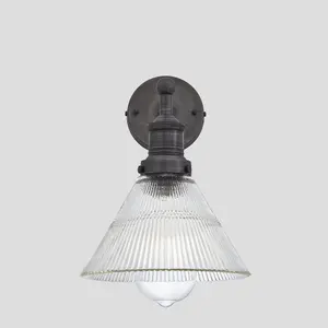 Industville Brooklyn Glass Funnel Wall Light, 7 Inch, Pewter Holder