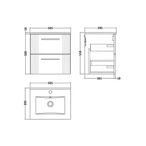 Deco 505mm Single Bathroom Vanity with Integrated Vitreous China Basin Satin White