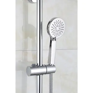 Nes Home Modern Round Thermostatic Wall Mounted Dual Control Riser Shower Mixer