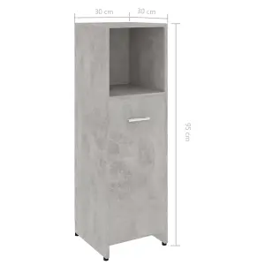 Berkfield Bathroom Cabinet Concrete Grey 30x30x95 cm Engineered Wood