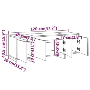 Berkfield TV Cabinet High Gloss White 120x30x40.5 cm Engineered Wood