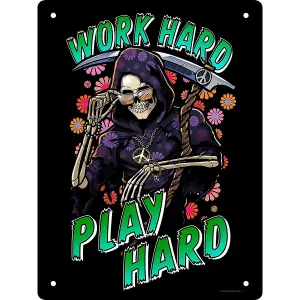 Grindstore Happy Reaper Work Hard Play Hard Mini Plaque Black (One Size)