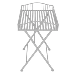 Charles Bentley Wrought Decorative Iron Garden Side Table - Grey