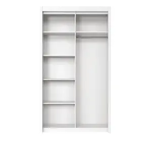 Modern White Matt Inova Sliding Door Wardrobe W1200mm H2160mm D620mm - Mirrored Doors, Spacious Storage