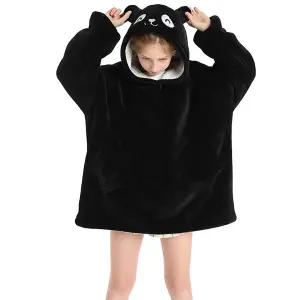 Black Panda Oversized Kids Blanket Hoodie