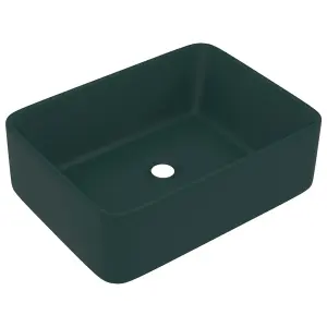 Berkfield Luxury Wash Basin Matt Dark Green 41x30x12 cm Ceramic