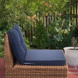 Outdoor Dark Blue 2Pcs Garden Sofa Cushion Backrest Set