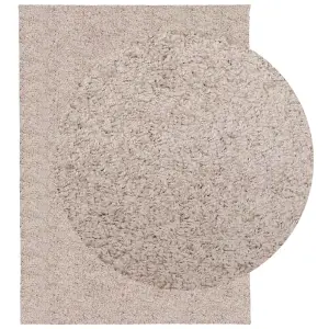 Shaggy Rug PAMPLONA High Pile Modern Beige 140x200 cm