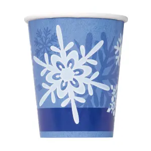 Snowflake Winter Party Cup (Pack of 8) Blue/White (One Size)